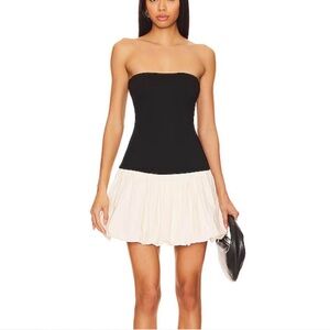 Lovers + Friends Black and Cream Strapless Dress NWOT